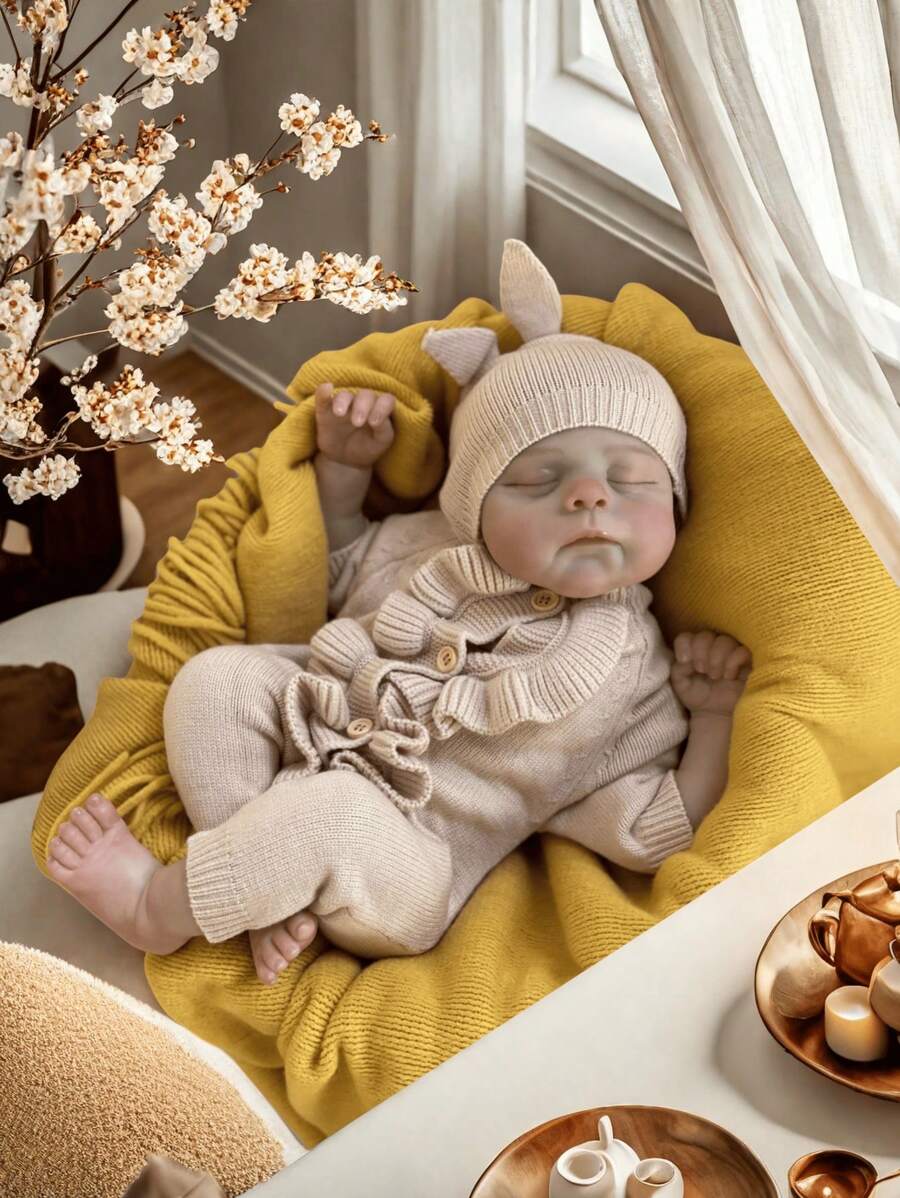 可爱的 18 英寸 46 厘米重生婴儿 Eric，柔软的身体配以布料，乙烯基四肢和头部，手工制作的仿真新生儿娃娃，带有可见的静脉和血管，可收藏的儿童礼物玩具