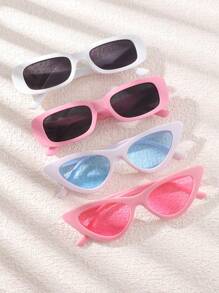 4pcs European & American Style Cat Eye Simple Fashion Photoshoot Accessory Small Triangle Frame Glasses - Multicolor - View 5