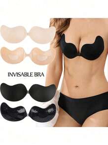 Sticky Bra - Invisible Push Up Bra Backless Strapless Bra, Seamless Front Buckle Bra Underwear Women Self Adhesive Silicone Adhesive, Self-Adhesive Backless Reusable Push Up Nipple Covers, Women's Lingerie & Underwear Accessories