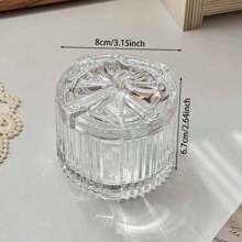 1 Stück Schleife Kristallglas Schmuckaufbewahrungsbox - Transparenter Deckel, elegante multifunktionale kompakte Aufbewahrungsbox, geeignet für Schmuckaufbewahrung auf der Kommode, Wohn-/Schlafzimmer Dekoration, perfektes Geschenk, für Urlaub, Strand, Bad, Schlafzimmer, großes Fassungsvermögen