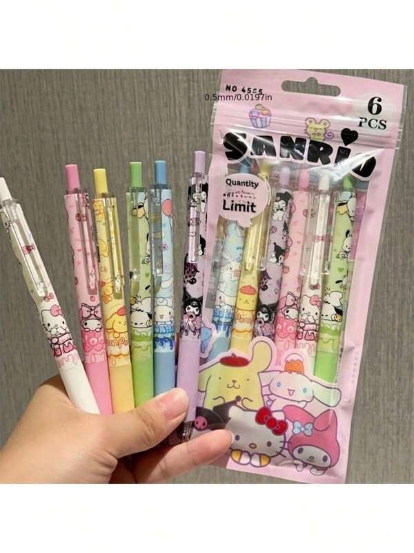 Sanrio Sanrio Hello Kitty & Kuromi & Cinnamoroll & Melody Featuring Cute Cartoon Characters Is A Limited Edition Black Pen With Carbon Pencil. This New Neutral Pen Is The Perfect Official Licensed Product Back To School Supplies School Essentials Stationery Supplies Utiles Escolares Bonitos
