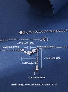 1pc Versatile Casual CZ Sterling Silver Star Necklace, Suitable For Women's Daily Wear