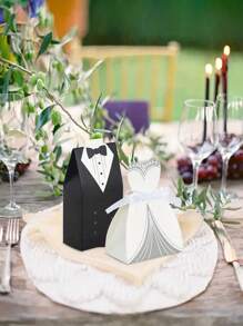 20/30pcs Wedding Gift Boxes With Ribbon - Ideal For Bride And Groom, Party Decoration And Favors, Event Party Candy Gift Boxes With Round Hang Tags And Fine Gold Glitter Ribbons