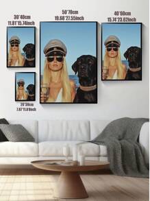 1 张时尚海报、摄影海报、船长、狗海报、帆布印刷海报、墙壁艺术、艺术墙面装饰、卧室客厅办公室家居装饰、无框架 - 藍色 - 查看 5