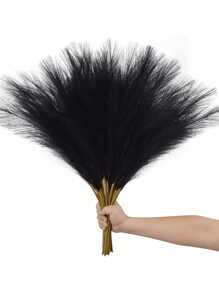 1/5 Pcs Black Artificial Pampas Grass With Feather Decorations, 18.11 Inches/46 Cm Height, Fluffy Silk Bohemian Style Pampas Flowers For Home, Living Room, Kitchen, Wedding, Christmas, Easter Decoration, Vase Fillers, Country Style Decor, Perfect Mother's Day Gift