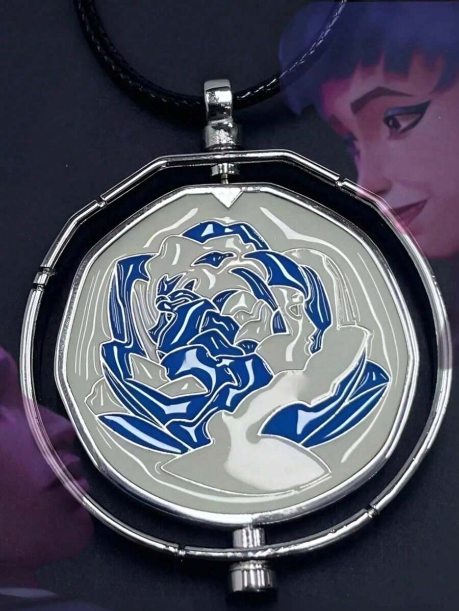 Collar con colgante de rosa azul linda para Ekko y Jinx Powder, joya única como regalo para mujeres y niñas, fans de Jinx y Ekko