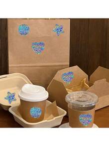 3 卷/套全息贴纸组合 - 星形、圆形、心形 - 适用于 DIY 工艺礼品盒、商业包装、派对礼品、信封封口、防水、不粘