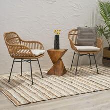 Rodney Woven Faux Rattan Chairs With Cushions Set Of 2