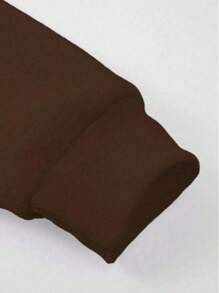 Crew Neck Sweatshirt, Plain Print, Winter Fashion, Old Money Unisex, Women's/Men's - 鏽棕色 - 查看 3