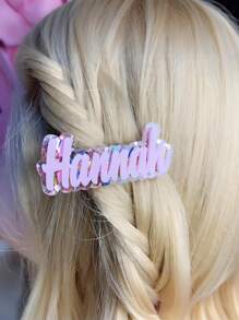 Pinza para el cabello personalizada con inicial de nombre en acrílico, accesorio para el cabello, regalo para amigas y mujeres - Multicolor - Ver 5