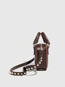 1pc PU Leather Handbag, Retro Small Bag, Heart-Shaped Bag, Valentine's Day Women's Bag, Pearl Shoulder Strap Shoulder Crossbody Bag, Versatile Tote Bag For Women - Multicolor - View 9