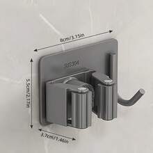 1/2/3pcs 304 Stainless Steel Mop Hooks, Bathroom Wall Mounted Mop Holder, No Drilling Required, Strong Adhesive Mop Rack