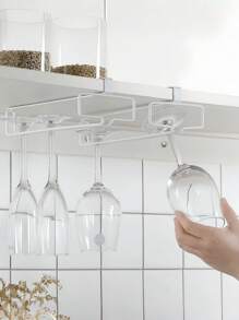 1 pieza Soporte colgante creativo para copas de vino, estante portavasos de metal para almacenamiento de copas sin necesidad de taladrar