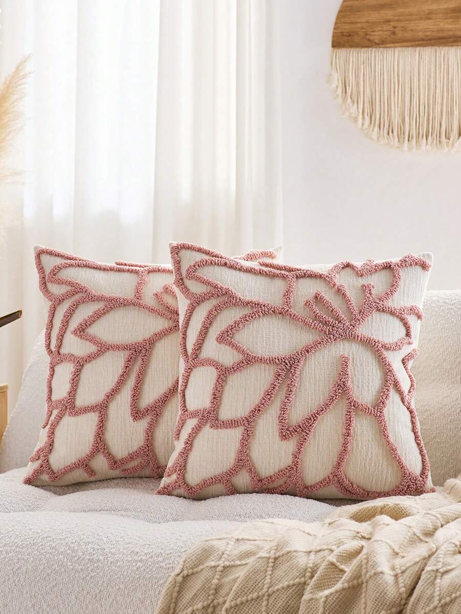 1 cái, Gối tựa đầu giường sofa thêu phong cách Bắc Âu, gối tựa lưng tua rua, gối tựa cửa sổ hình vòm, kích thước 45 * 45cm, cũng có thể dùng làm quà tặng, trang trí nhà cửa, trang trí phòng, trang trí ngày lễ - Hồng - Xem 1