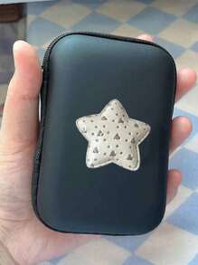 A Portable Mini Storage Bag With Y2k Star Heart Decoration Elements, Waterproof And Anti Drop Eva Material Hard Shell Camera Box, Shockproof Storage Box, Suitable For Storing Digital Cameras And Digital Products, Can Store Headphones