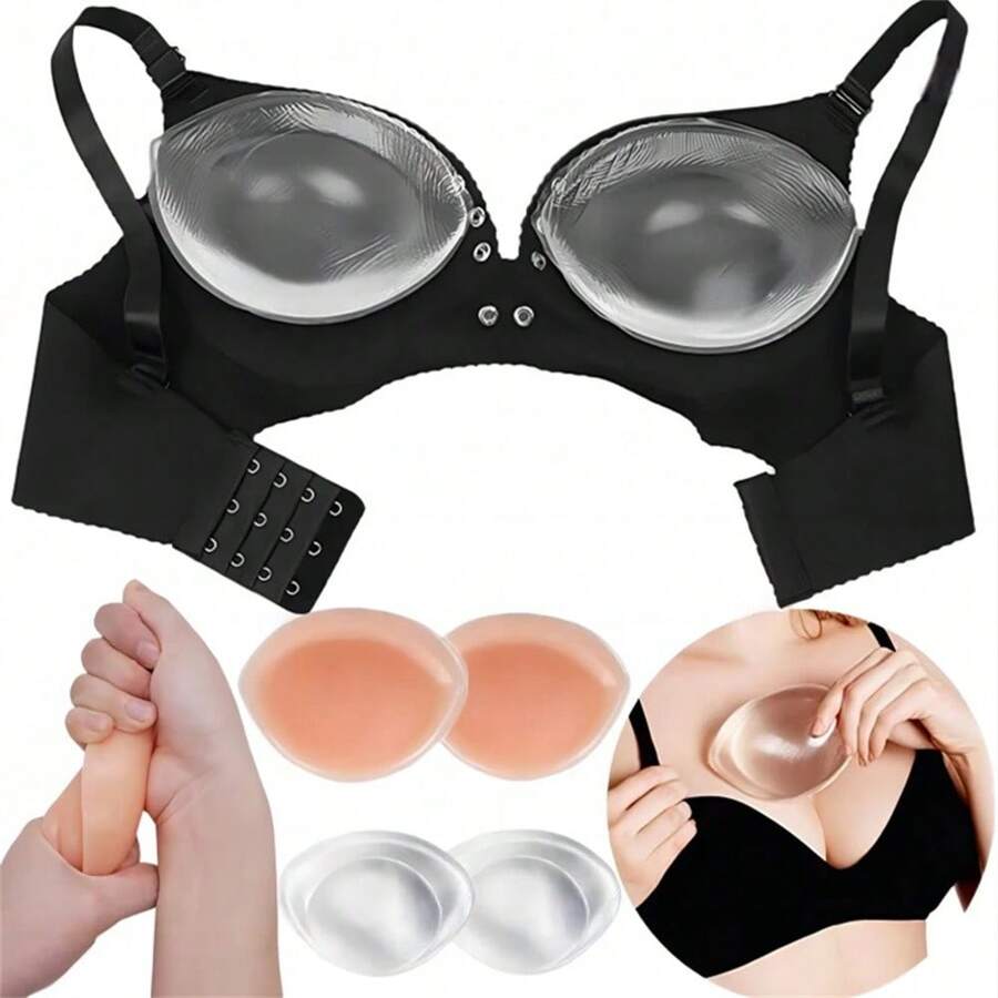2 PCS [Bra Inserts] Invisible Anti-Convex 1 Pair Silicone Bra Inserts - Push-Up Enhancer Pads For Women, Reusable & Washable, Smooth Surface, Lingerie Accessories,Super Soft Breast Pads, Bra Push Up Cleavage Enhancer Pads, Non-Slip Sticky Breast Push Up Pads Enhancer Summer Cooling,Beach,Travel