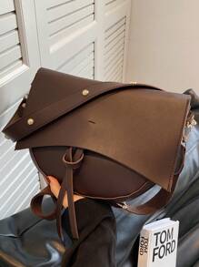 2pcs/Set Women's New Solid Color Soft Fabric Fashion Casual Adjustable Shoulder Strap PU Lightweight Shoulder Crossbody Bag