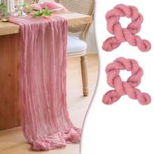 2 peças de toalha de mesa transparente estampada com queijo boho, 35 polegadas (88,9 cm) e 118 polegadas (300 cm) de tecido longo para queijo para chá de bebê, casamento, noiva, aniversário, decoração de festa