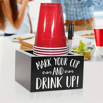 1 pezzo Portabicchiere in legno con scomparti, adatto per la maggior parte dei bicchieri di plastica, come dispenser di bicchieri in legno per caffè, bar e feste, può essere anche usato come contenitore portacaffè e portaoggetti per casa e bagno, ideale per la decorazione estiva e il ritorno a scuola