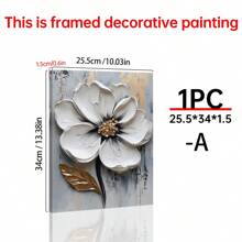 1 Pieza Pintura al óleo de flor blanca grande en 3D, Pintura de flor con textura gruesa en 3D, Arte de pared con textura floral, Arte en lienzo floral, Decoración de arte moderno para sala de estar, Arte botánico floral para decoración del hogar, Regalo, Decoración creativa de pared para el hogar, Dormitorio, Sala de estar, Cocina, Baño, Cafetería