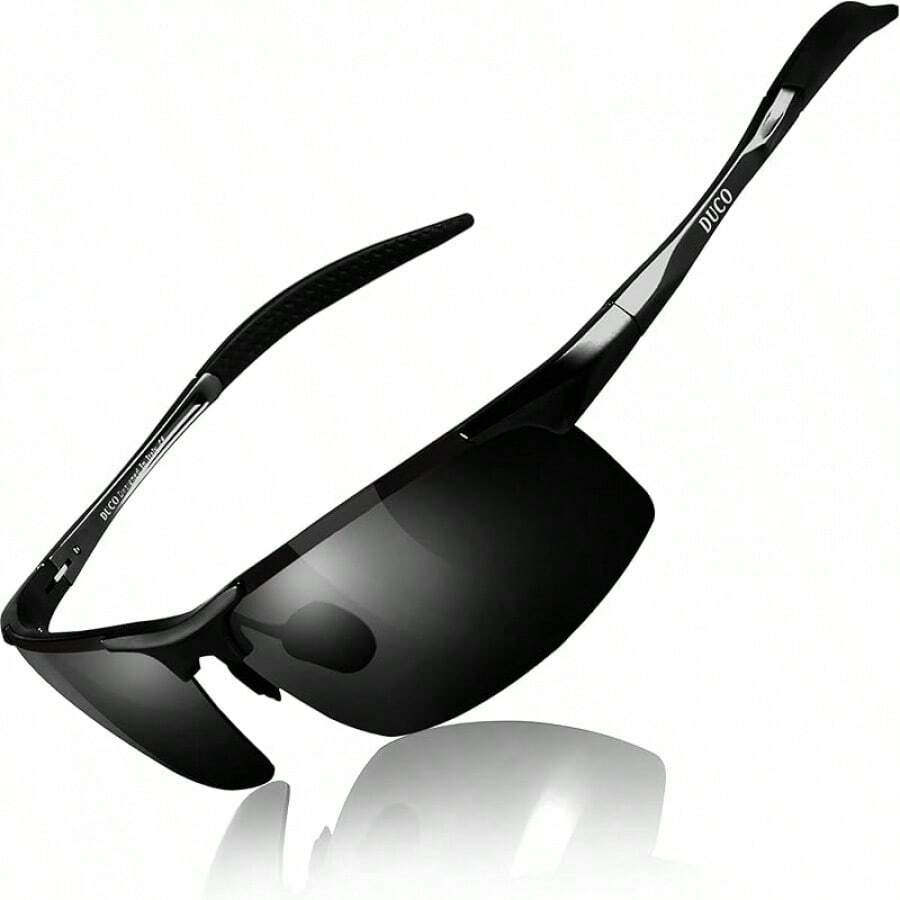 DUCO Mens Sports Polarized UV Protection For Men 8177s - A Black Frame Gray Lens - View 1