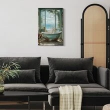 1pc Framed Canvas Poster, Bathtub Wall Art Canvas Paintings, Ideal Gift For Bedroom Living Room Corridor Wall Art Room Decoration - Multicolor - View 3