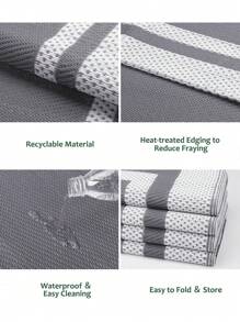 Outdoor Waterproof Plastic Woven Rug - 150x240cm Waterproof Reversible Patio Mat, Modern Carpet Suitable For Deck, Beach, RV, Camping, Patio, Garden, Picnic, Back To School - Gray Leaves (without Ground Spikes and Carrying Bag) - View 4