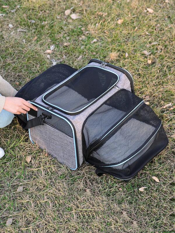 Transportín de mascota expandible - Transportín de tela suave para gatos medianos y perros pequeños, bolsa transportadora de mascotas