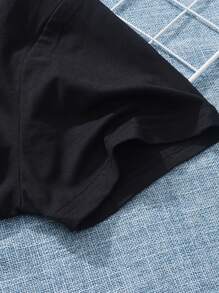 Plus Size Casual Round Neck Letter Print Pullover T-Shirt - Skin-Friendly - 黑色 - 查看 5