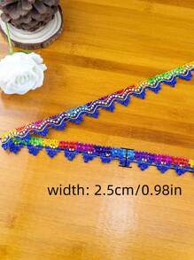 Multicolor Wavy Triangular Woven Lace Trim, Sewing Accessories For Clothing, Curtains, Shoes, Bags, Crafts, Colorful Decorative Ribbon