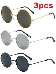 3pcs/Set Kids Double Beam Fashion Eyeglasses, Glasses For Driving Beach Travel