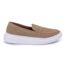 Oxford Shoes Men's Sneakers Sand Loafer Moccasin Broge Premium Stitched Off Platform Sole - Apricot - View 2