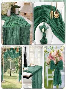 1pc Ruched Gauze Cheese Cloth Table Runner, Soft Touch, Premium Gauze Table Runner, Suitable For Weddings, Parties, Arches, Tables, Birthday Backdrops, Christmas, Baby Showers, Adding Romantic Ambiance And Cozy Party Atmosphere