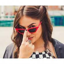 Gafas De Sol De Ojo De Gato Cateye Pequeño Cuadrado Sombra Mujeres Moda Vintage Gafas - Rojo/Humo - Ver 1