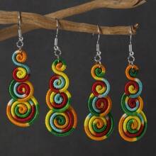 Handmade Colorful Retro Woven Rainbow Earrings, Fashionable Earrings For Women, Elegant Accessories For Home, Casual, Street, Party, Classic Souvenir, Ideal Gift For Valentine's Day, Birthday, Anniversary