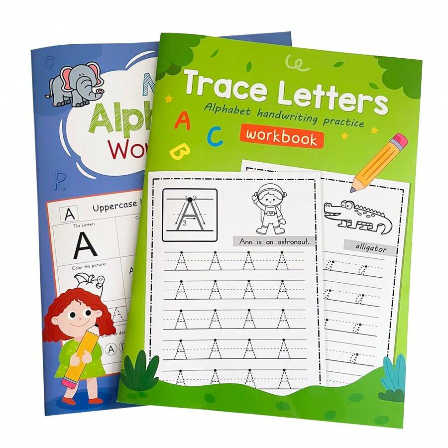 Cuaderno de trabajo de trazado del abecedario para niños de 3 a 6 años, incluye trazado de letras mayúsculas y minúsculas y trazado de líneas | Actividad de escritura a mano para preescolar y jardín de infantes | Esencial para el aprendizaje en el hogar y la escuela
