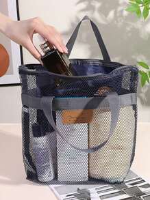 Shower Caddy Portable - Mesh Shower Caddy Bag Clear Bag, Wash Bag Toiletries Bag Basket Tote Tote Bag Durable Clear Bag, Wash Bag Toiletries Bag, Cosmetic Bag, For College Dorm Room Bathroom Gym Camp Quick Dry Shower Bags For Women Men With Hoo Graduation