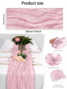 1pc Ruched Gauze Cheese Cloth Table Runner, Soft Touch, Premium Gauze Table Runner, Suitable For Weddings, Parties, Arches, Tables, Birthday Backdrops, Christmas, Baby Showers, Adding Romantic Ambiance And Cozy Party Atmosphere