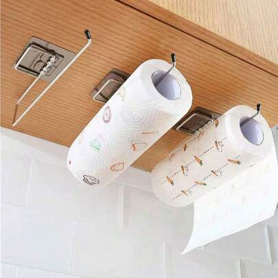 Juego de 1/3/5 piezas de soporte de acero inoxidable para enrollar papel film, para sostener toallas y pañuelos sin taladrar para uso en cocina y baño