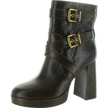 Vince Camuto Coliana Womens Leather Stacked Heel Booties - Black - View 4