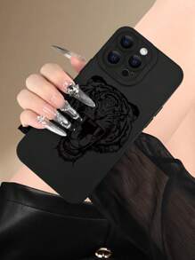 Funda de teléfono con diseño de manzana y tigre compatible con iPhone 11, iPhone 13, iPhone 14 Pro Max - Negro - Ver 3