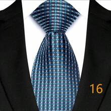 GOADAFOO Luxury 8CM Men Necktie Orange Brown Color Paisley Dot Plaid Floral Ties For Man Groom Jacquard Woven Neck Tie For Business Wedding Party - Navy - View 29