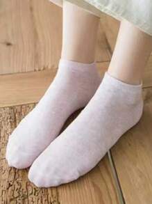 5/10/20/30 pares de calcetines de tobillo básicos de mujer en colores de caramelo sólidos, transpirables y suaves, calcetines invisibles - Multicolor - Ver 8