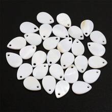 5/10/30pcs/Pack Natural Teardrop Shaped Shell Pendant, White Color Shell Material With Hole, For Clothing, Hair Decoration, Natural Style Accessories