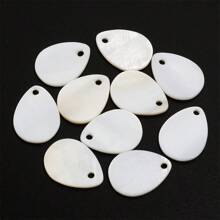 5/10/30pcs/Pack Natural Teardrop Shaped Shell Pendant, White Color Shell Material With Hole, For Clothing, Hair Decoration, Natural Style Accessories