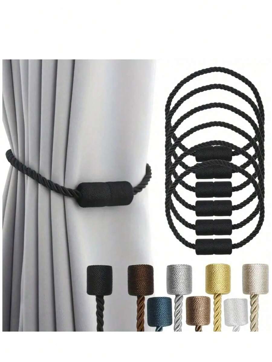 2 Pieces Retro Style Magnetic Curtain Tie-Plastic Elegant Rope Tie-Strong Magnetic Curtain Clip, Suitable For Living Room, Bedroom, Home And Office.