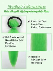 1-2条26英寸绿色条纹DIY编发接发 | 女士合成Yaki直发耐热蓬松马尾 | 适合万圣节、圣诞节、节日派对 - 草綠色 - 查看 5