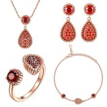 欧美锆石泪珠吊坠项链，独特设计精致玫瑰金手链、戒指、耳环系列