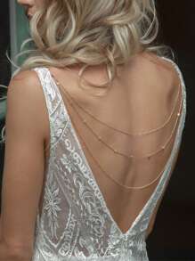 1pc Sexy Minimalist Faux Crystal Multi-Layer Back Chain, Fashion Jewelry Accessory For Women, Suitable For Wedding, Beach, Party, Formal Events