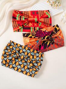 3 pièces/1 pièce Bandeau élastique à nœud de style bohème, bandeau de sport imprimé large, doux et respirant pour femmes et adolescentes, tenue décontractée et sportive, accessoires cheveux, turban, bandeau de transpiration, serre-tête